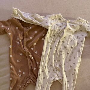 Quincy Mae Floral Print Kids One Piece Set - Brown and Cream